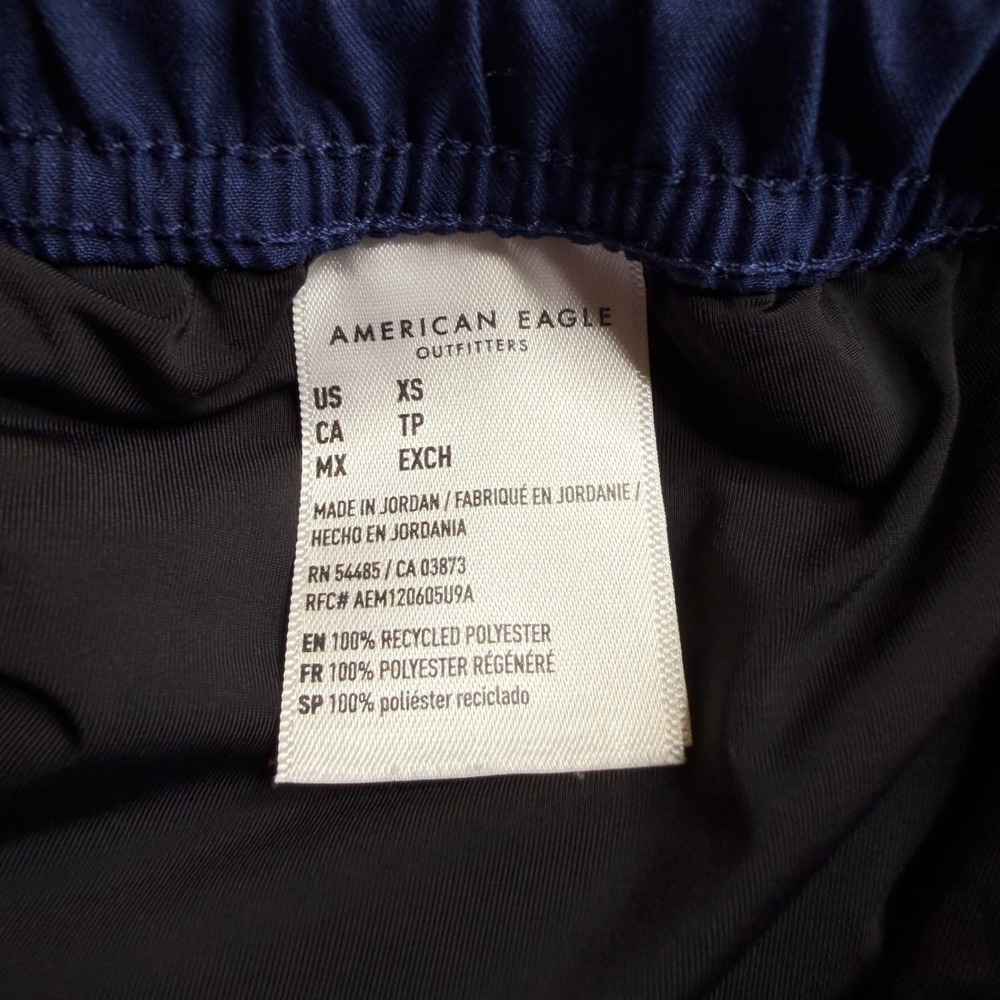 American Eagle Mens XS Tropical Leaf Swim Trunks Navy Teal 5 Inch Inseam Shorts - Picture 11 of 12